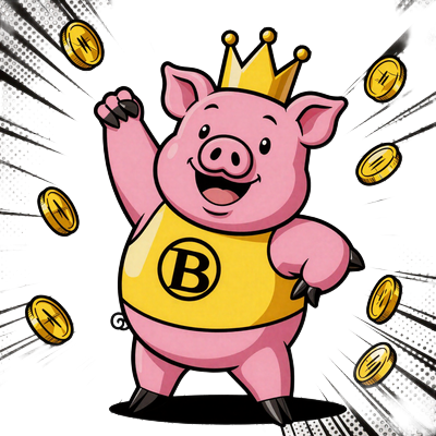 Buzzer Maskottchen Schwein in goldener Krone